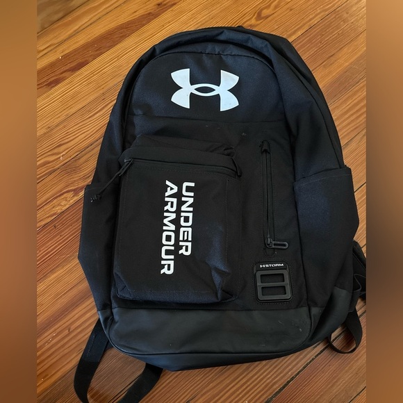 Under Armour Storm Halftime School Black White Logo Backpack With Pockets - Picture 1 of 11